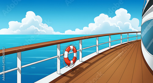Cruise ship deck with ocean view offers relaxation and peaceful holiday experience