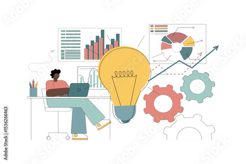 Concept for analysis of business ideas, business services, teamwork. Template for a website.eps