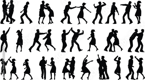 dancing couple silhouettes, elegant couple dancing, ballroom dancing silhouettes, tango dance partners, waltz dance poses, swing dance silhouettes, salsa dancing couple, social dance partners, choreog