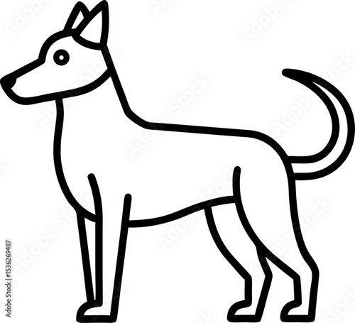 Dog continuous one line art drawing of outline. vector illustration
