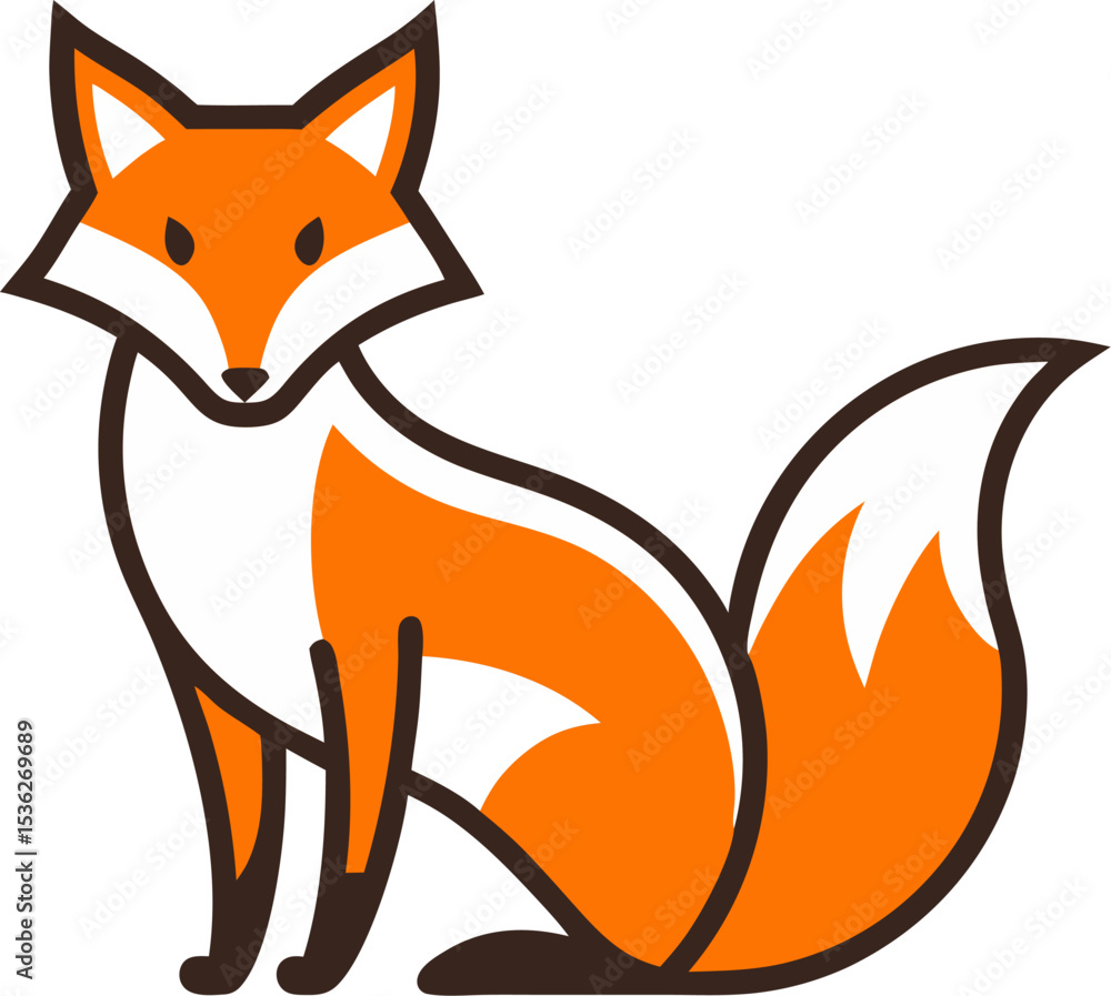 Obraz premium Red fox in flat style for print and design. Vector illustration.