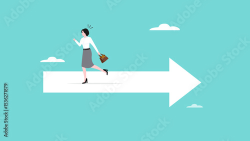 wrong direction lead to mistake, mislead or false to get lost concept, leadership decision to be difference or opposite, Confused businessman running in wrong opposite direction of trend arrow