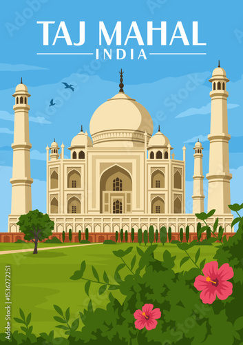 View of taj mahal agra india vector