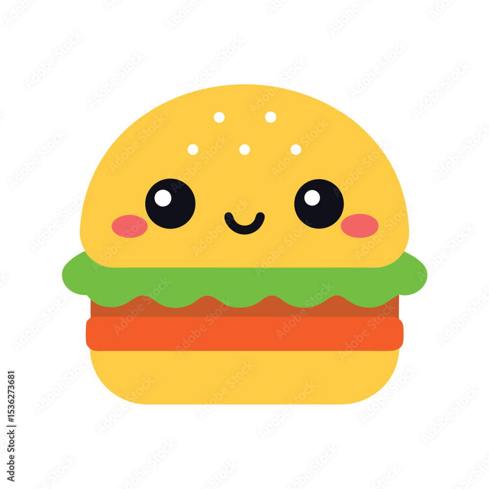 Funny Burger Character with Lettuce and Eyes Funny Burger Character with Lettuce and Eyes