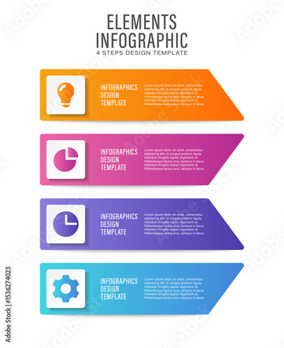 4 steps or processes vertical vector infographic template with icons and place for your data
