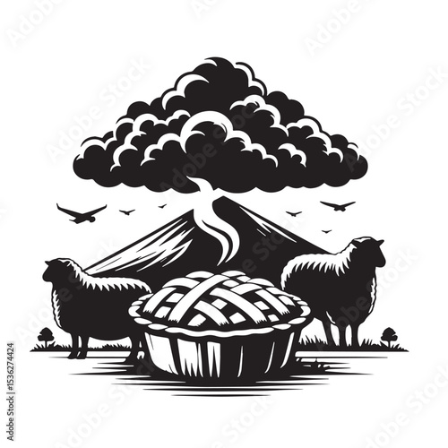 Black Eggplant Parmesan Silhouette Vector, High Quality Illustration on White Background