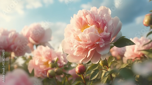 peonies abstract summer background flowers.