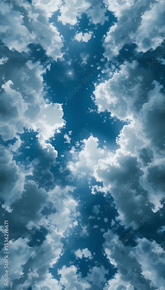 Fototapeta premium Sky with Clouds Looking Up View Atmospheric Perspective