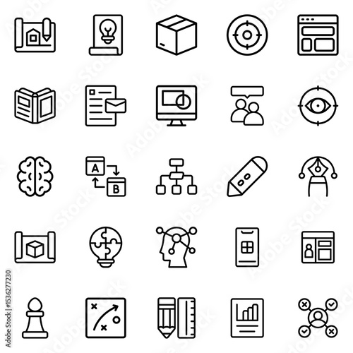 Collection of Basic Education Related Vector outline Icons. Contains Icons like Target, Edit, Graph, Web and more. Editable stroke. 48x48 pixels