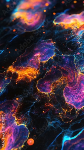 Abstract Cosmic Galaxy Background with Nebula Clouds and Glowing Particles in Deep Space