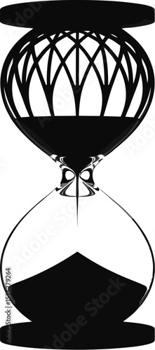 Hourglass time sandglass timer clock countdown vintage retro design black and white illustration art editable stock vector illustration