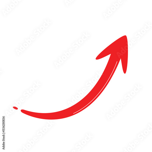 Curved Red Arrow Pointing Upward