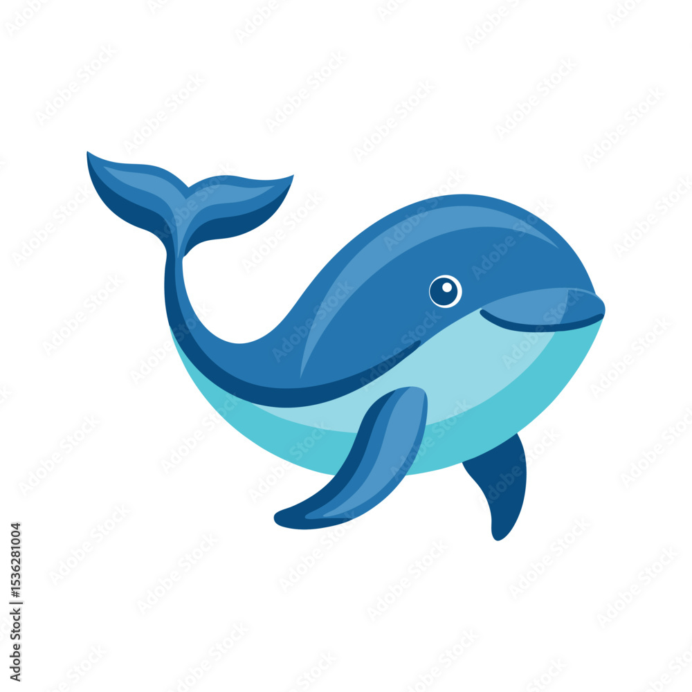 Flat and Minimal whale icon vector illustration on white background Flat and Minimal whale icon vector illustration on white background