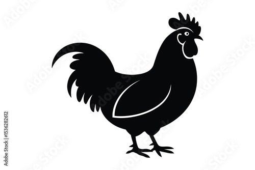 Black Chicken Silhouette Vector in Minimalist Style

