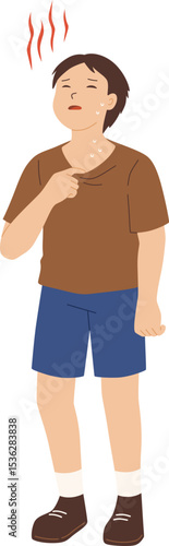 Sweating Boy in Hot Weather

