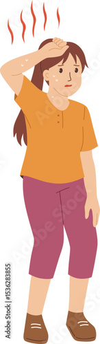 Overheated Girl Wiping Forehead

