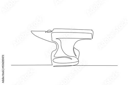 Anvil blacksmith in continuous one line drawing. Single line art illustration of anvil. Editable vector.