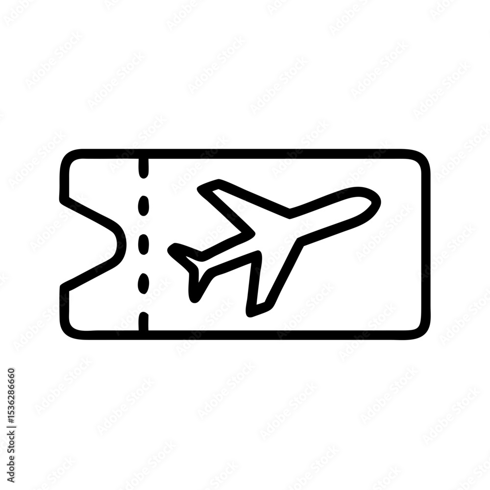 Flight Ticket Icon in Outline Style Flight Ticket Icon in Outline Style