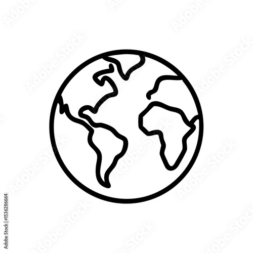 Earth Globe Icon in Outline Style