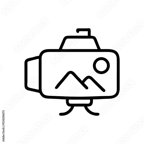 Travel Camera Icon in Outline Style