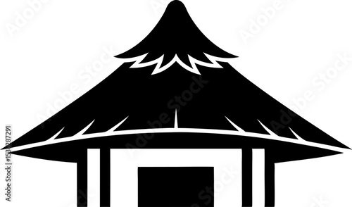 Thatched Roof Silhouette Vector Illustration 