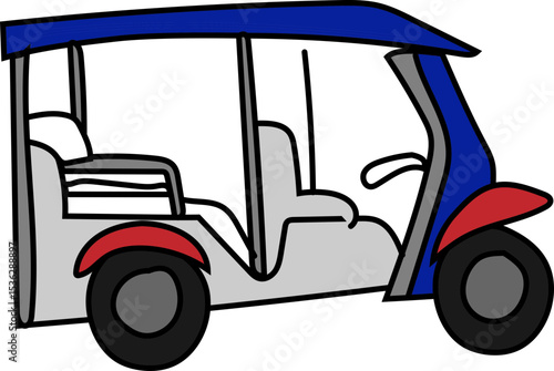 tuk tuk taxi vector icon for thai culture, travel, tradition or heritage illustration collection