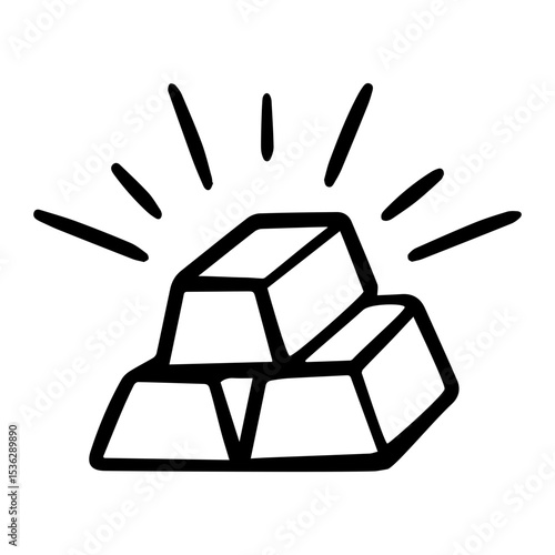 Gold ingots doodle vector icon