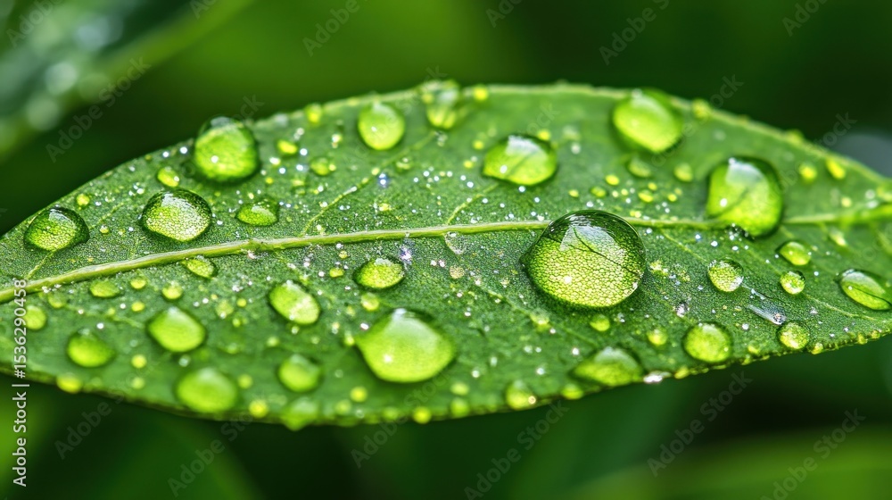 Dewy green leaf close-up Dewy green leaf close-up