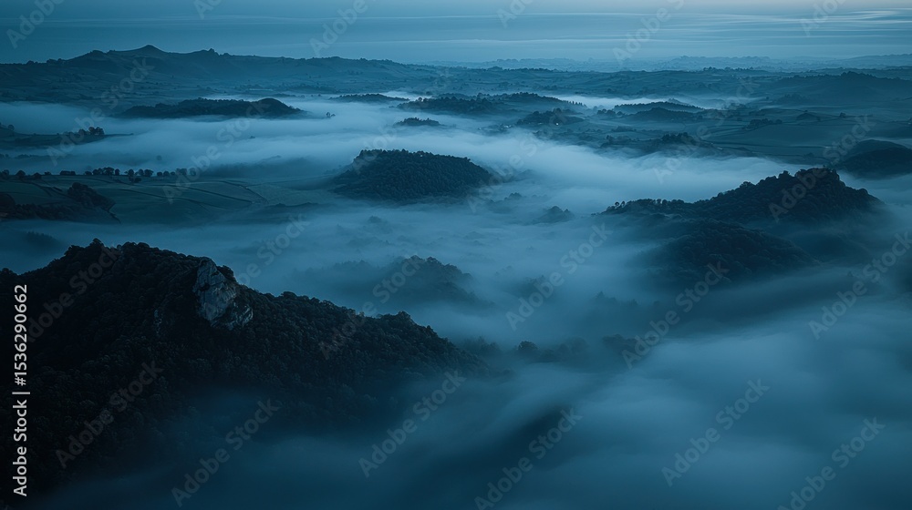 Fototapeta premium Misty mountain landscape at dawn