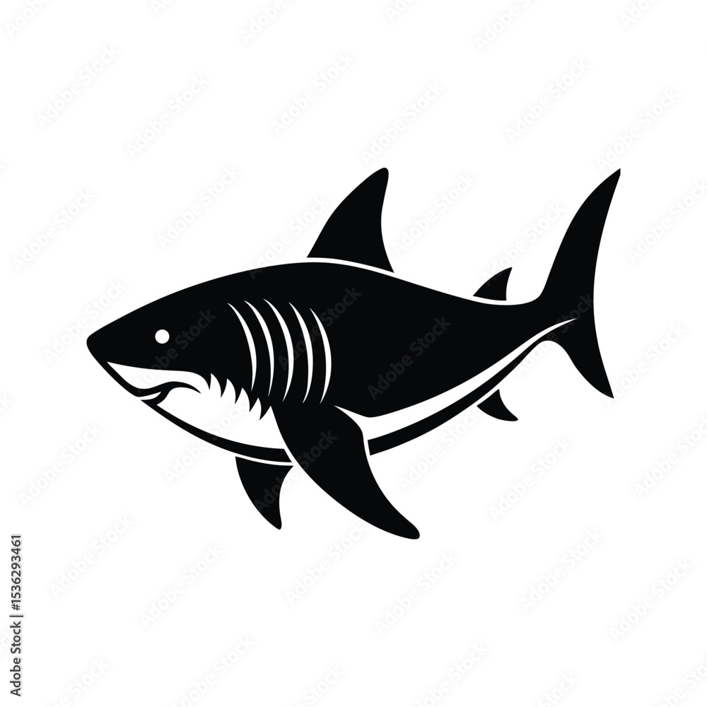 Fototapeta premium Flat and Minimal shark icon vector illustration on white background