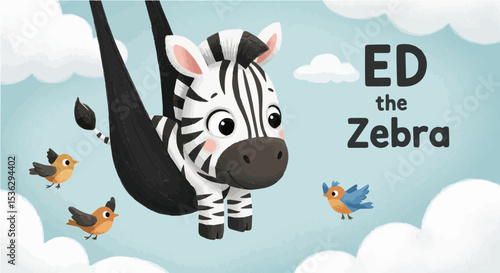 Cute ed the zebra in a sling with birds