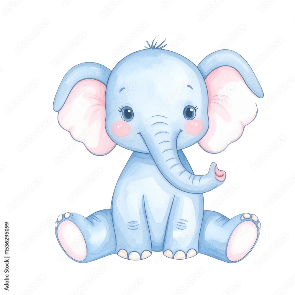 Fototapeta premium Cute baby elephant illustration isolated on transparent background