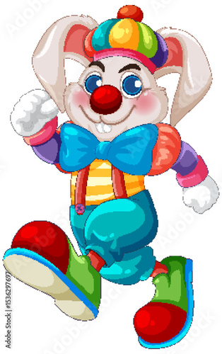 Colorful Cartoon Clown Rabbit Illustration