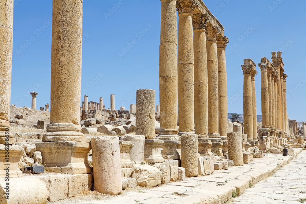 The ancient city of Gerasa, now Jerash, Jordan. The Cardo The ancient city of Gerasa, now Jerash, Jordan. The Cardo