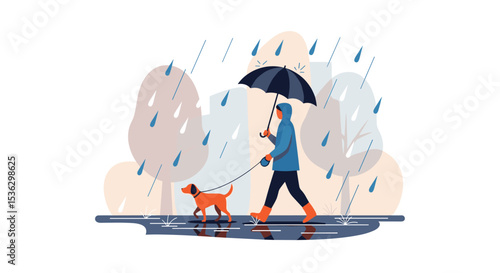 Walking the Dog in the Rain A Moment of Peace and Connection