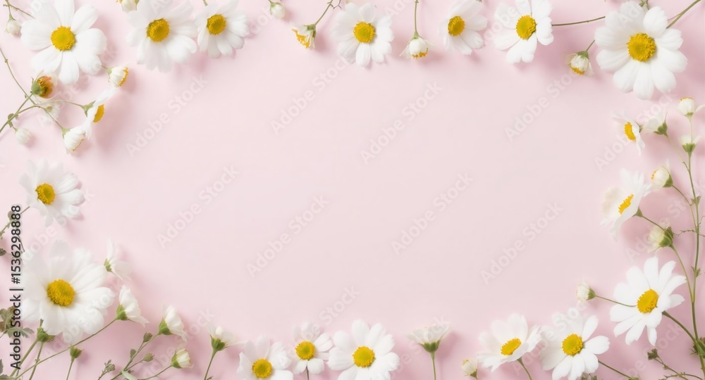 Obraz premium Daisy Frame on Pink Background