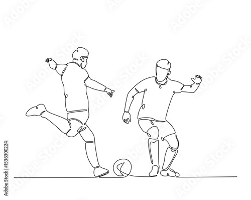 Wallpaper Mural Football player outline drawing illustration. one continuous line drawing of soccer player kick the ball. Torontodigital.ca