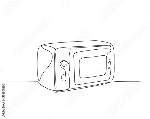 Microwave outline drawing illustration. one continuous line drawing of electric oven.