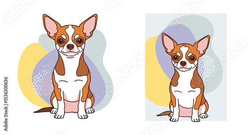 An Adorable Chihuahua Posing Happily With Colorful Spots in the Background Art Picture