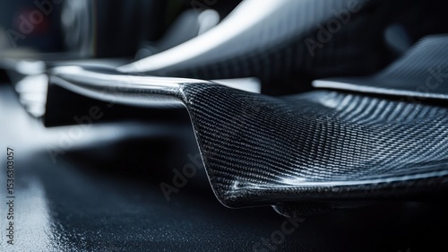 This close-up image showcases the aerodynamic bargeboard of an F1 car, highlighting its intricate design and advanced materials for optimized performance on the track.