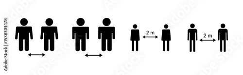 Social distance icon set. social distancing icon. self quarantine sign