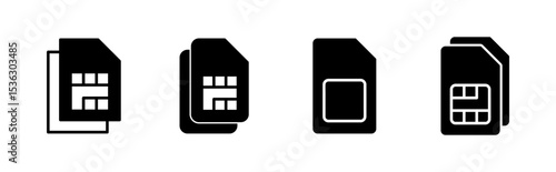 Sim card icon set. dual sim card icon vector
