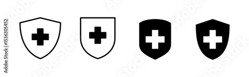 Health insurance icon set. Insurance health document icon