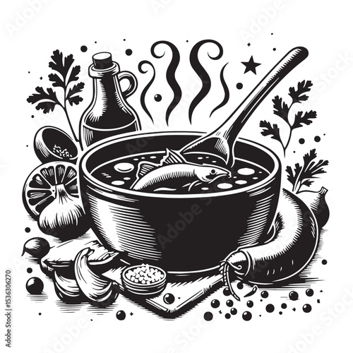 Black Goulash Silhouette Vector, High Quality Illustration on White Background