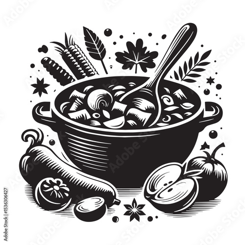 Black Goulash Silhouette Vector, High Quality Illustration on White Background
