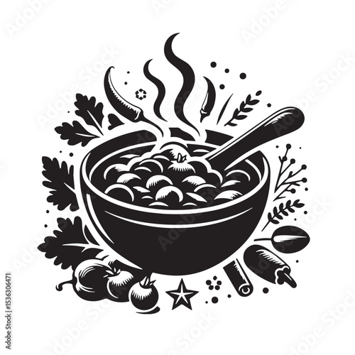 Black Goulash Silhouette Vector, High Quality Illustration on White Background