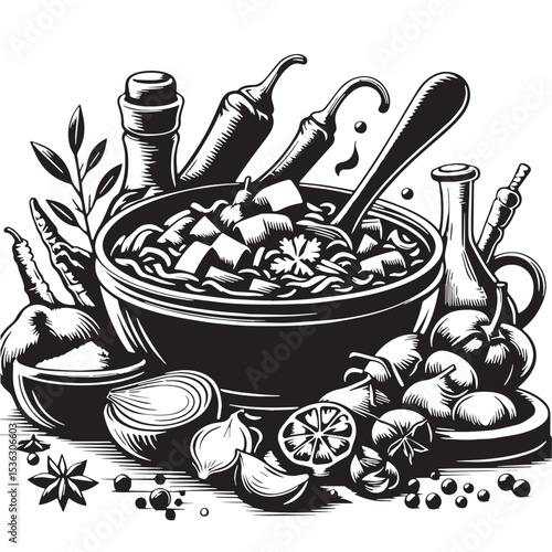 Black Goulash Silhouette Vector, High Quality Illustration on White Background