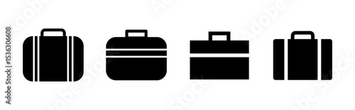 Briefcase icon set. suitcase icon. luggage symbol.