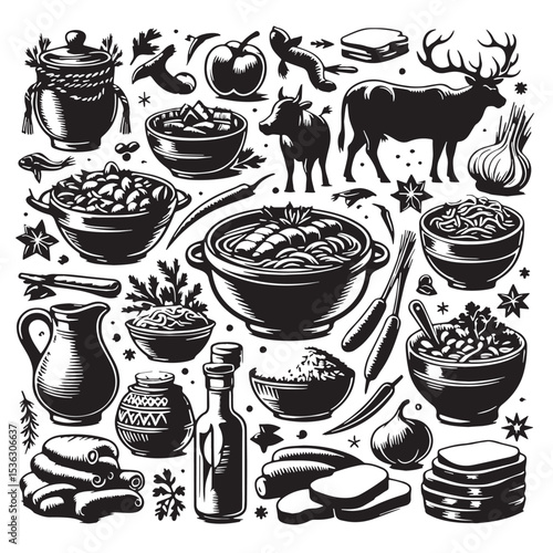 Black Goulash Silhouette Vector, High Quality Illustration on White Background
