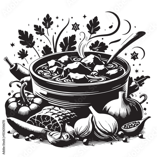 Black Goulash Silhouette Vector, High Quality Illustration on White Background